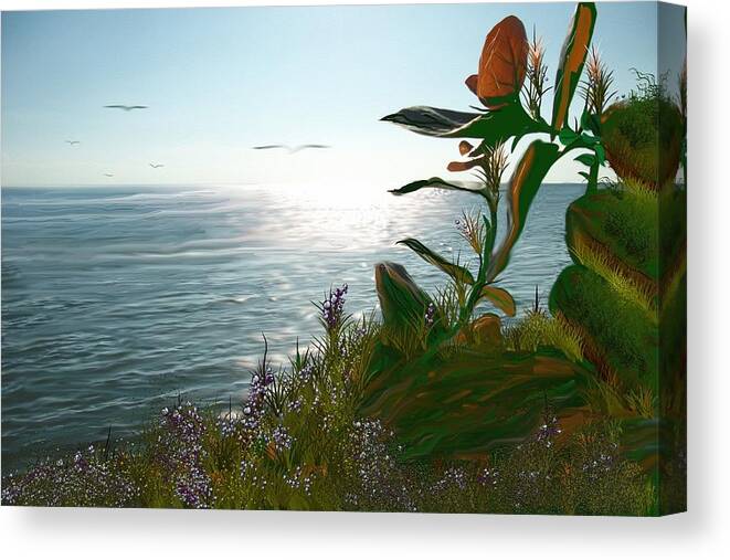 Seascape Canvas Print featuring the digital art Salinas Seascape by Tony Rodriguez