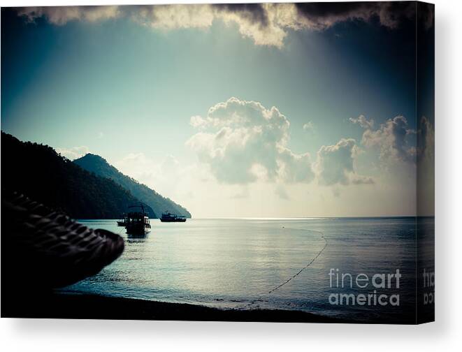 Water Canvas Print featuring the photograph Seascape Sunrise Sea And Clouds #1 by Raimond Klavins