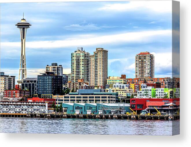 Seattle Canvas Print featuring the photograph Seattle Skyline HDR #1 by Rob Green