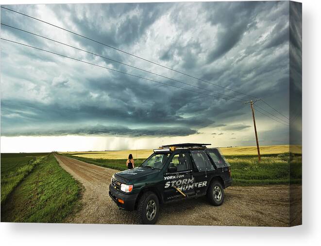 Clouds Canvas Print featuring the photograph Shelf Cloud near Vibank Sk. #1 by Ryan Crouse