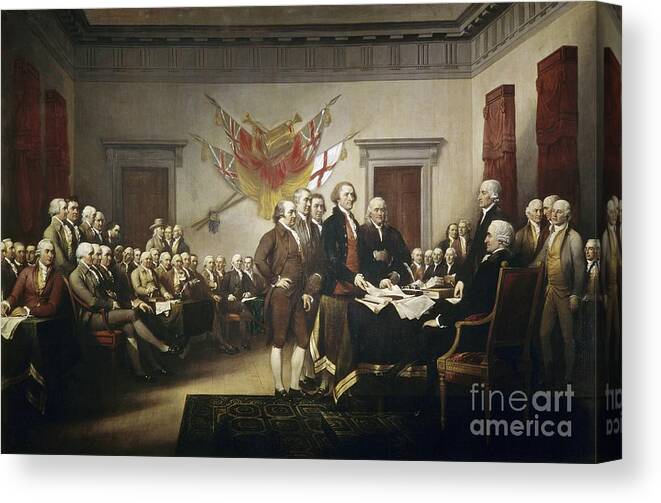 Signing Canvas Print featuring the painting Signing the Declaration of Independence by John Trumbull