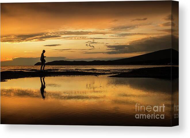 Silhouette Canvas Print featuring the photograph Silhouette in Sunset #1 by Daliana Pacuraru