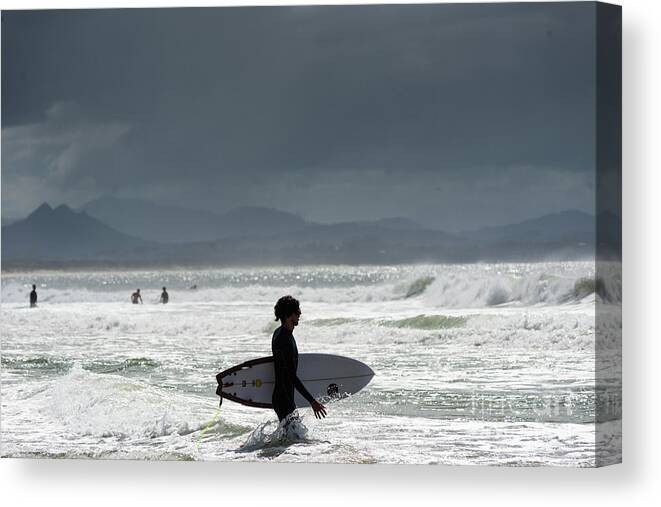 2017 Canvas Print featuring the photograph Surfing at #1 by Andrew Michael