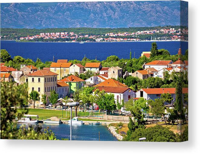 Sutomscica Canvas Print featuring the photograph Sutomscica village and Zadar channel view #1 by Brch Photography