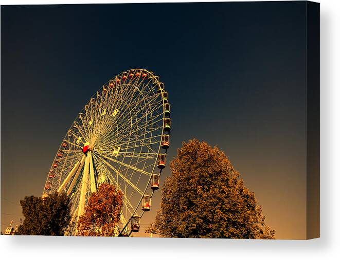 Texas Star Ferris Wheel- State Fair Of Texas Canvas Print featuring the photograph Texas Star Ferris Wheel #1 by Douglas Barnard