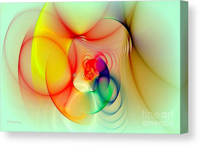 Home Canvas Print featuring the digital art Twisted Rings Inverted by Greg Moores