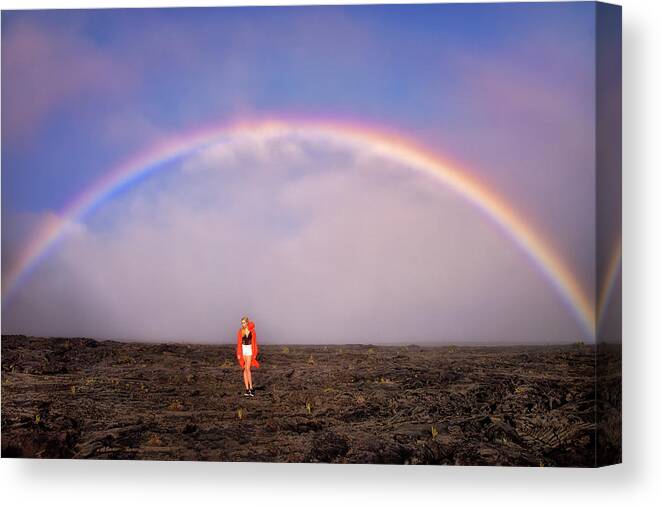Hawai�i Volcanoes National Park Canvas Print featuring the photograph Under the Rainbow by Nicki Frates