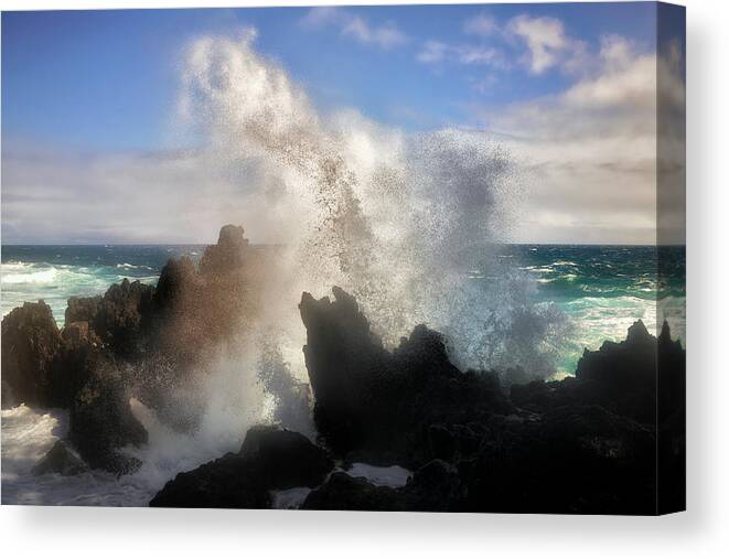 Laupahoeoe Beach Canvas Print featuring the photograph Wave Breaker by Nicki Frates