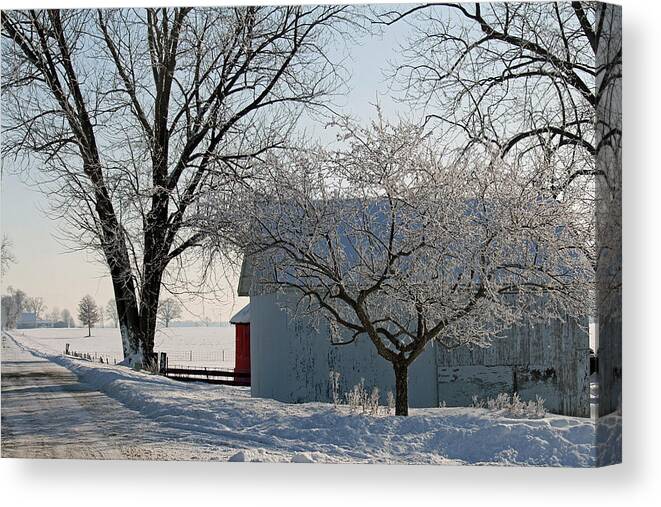 Winter Canvas Print featuring the photograph Winter Barn #1 by Jackson Pearson