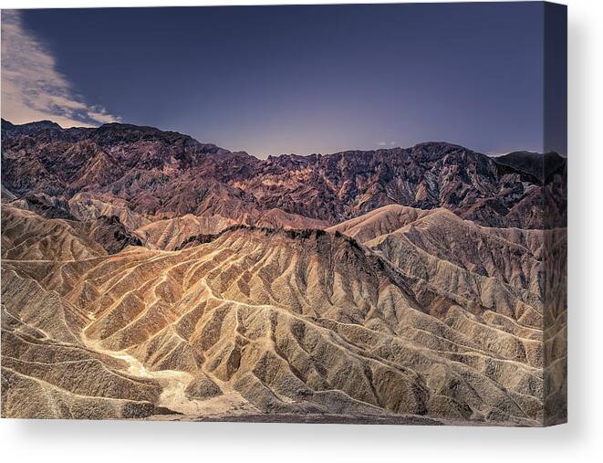 Arid Canvas Print featuring the photograph Zabriskie Point View #1 by Peter Lakomy