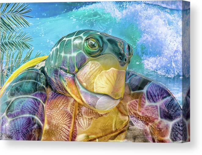 Sea Turtle Canvas Print featuring the mixed media 10730 Mr Tortoise by Pamela Williams