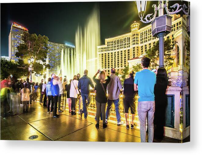 Water Canvas Print featuring the photograph November 2017 Las Vegas Nevada - Scenes around bellagio resort h #11 by Alex Grichenko