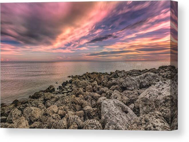 Naples Canvas Print featuring the photograph Sunst over the Ocean #11 by Peter Lakomy