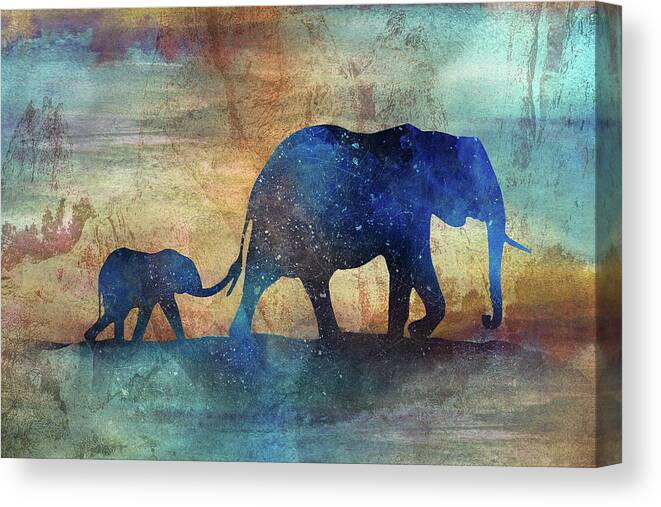 Elephant Canvas Print featuring the digital art 11013 ElephantS by Pamela Williams