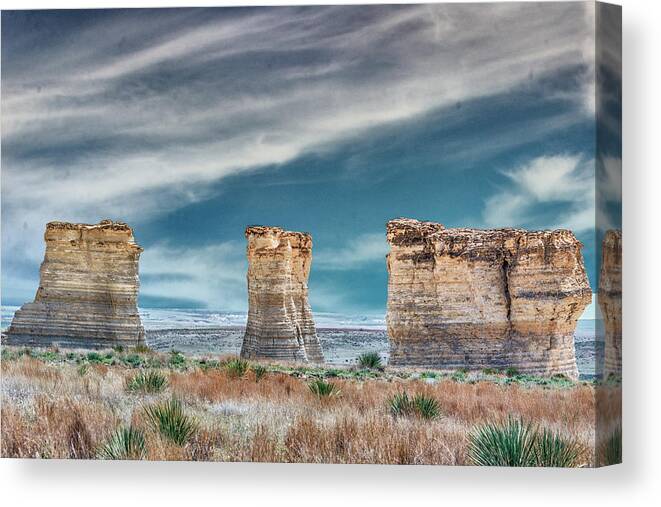 Kansas Canvas Print featuring the photograph 11049 Monument Rocks by Pamela Williams