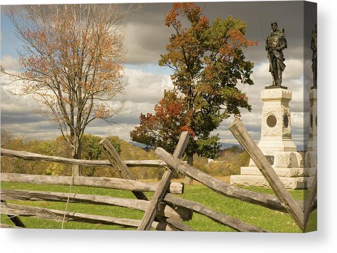 124th Pennsylvania Infantry Monument Canvas Print featuring the photograph 124th Pennsylvania Infantry Monument by Mick Burkey