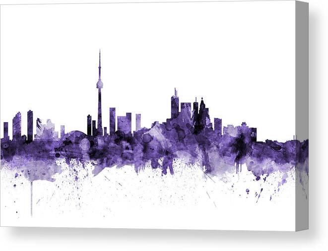 Toronto Canvas Print featuring the digital art Toronto Canada Skyline #14 by Michael Tompsett