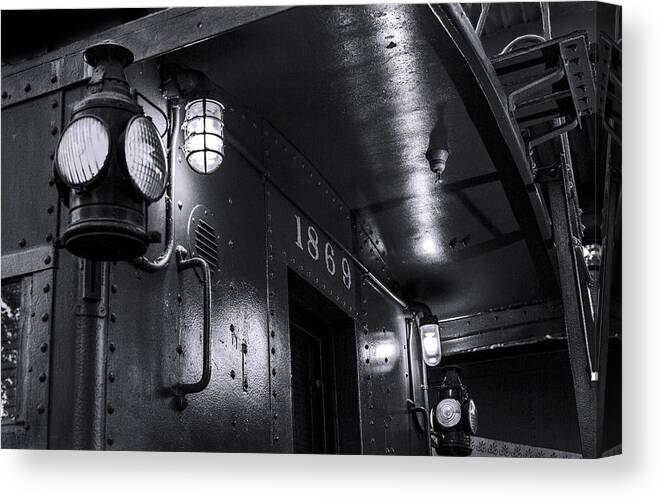 Arrested Decay Canvas Print featuring the photograph 1869 Caboose bw by Denise Dube