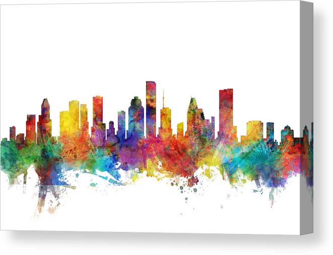Houston Canvas Print featuring the digital art Houston Texas Skyline by Michael Tompsett