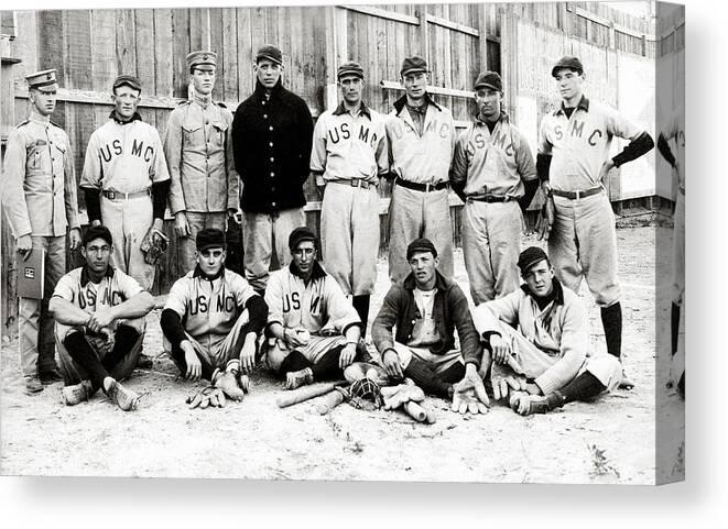 Usmc Canvas Print featuring the photograph 1910 United States Marine Corps Baseball by Historic Image