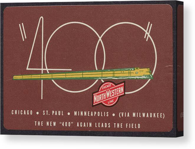 Passenger Trains Canvas Print featuring the photograph 1940 Calendar Promoting 400 Streamliner by Chicago and North Western Historical Society