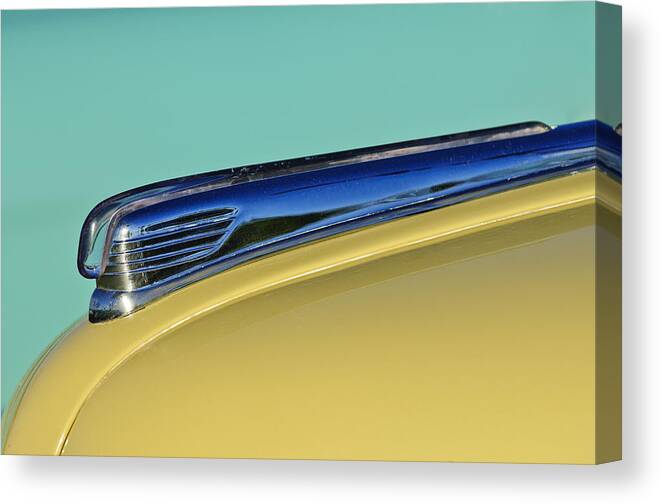 1947 Ford Super Deluxe Canvas Print featuring the photograph 1947 Ford Super Deluxe Hood Ornament by Jill Reger