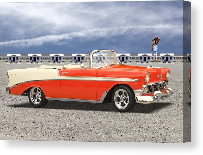 1956 Chevy Canvas Print featuring the photograph 1956 Chevrolet Belair Convertible by Mike McGlothlen