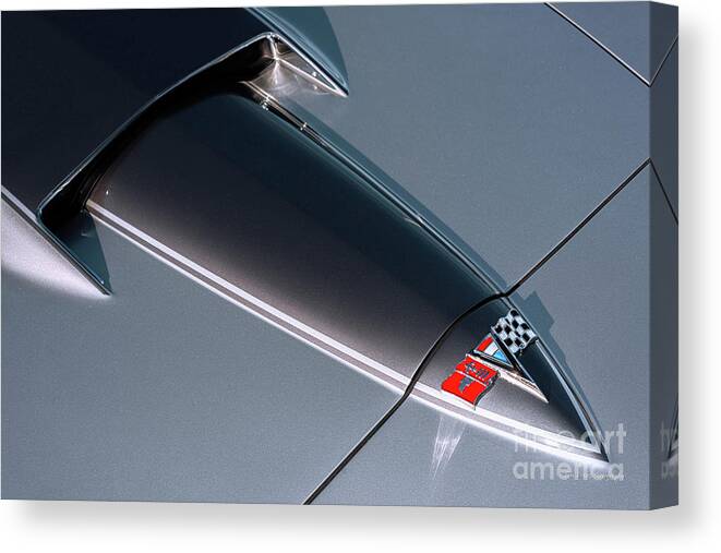 Chevy Canvas Print featuring the photograph 1967 Corvette Hood by Aloha Art