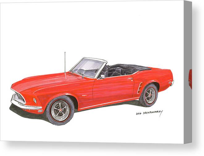 1969 Mustang Convertible Canvas Print featuring the painting 1969 Mustang Convertible by Jack Pumphrey