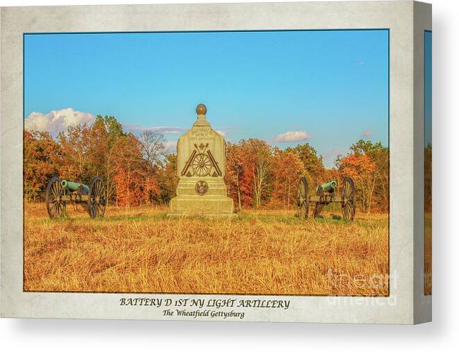 1st New York Battery D Canvas Print featuring the digital art 1st New York Battery D Gettysburg Poster by Randy Steele