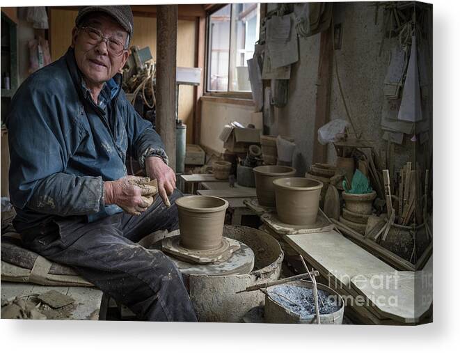 Pottery Canvas Print featuring the photograph A Village Pottery Studio, Japan by Perry Rodriguez