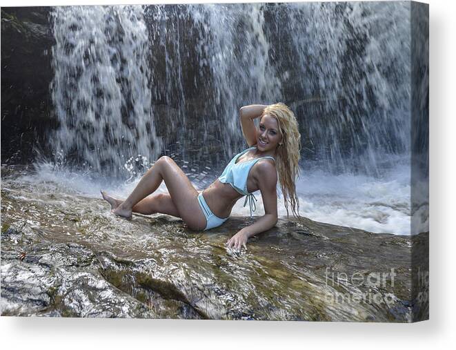Waterfall Canvas Print featuring the photograph Ally at the waterfalls #2 by Dan Friend