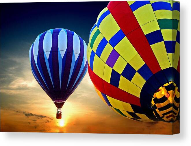 Balloons Canvas Print featuring the painting 2 Balloons by Michael Thomas