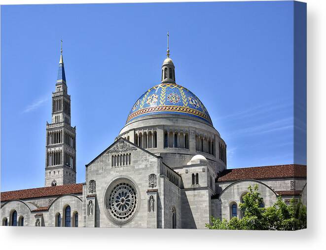 basilica Of The National Shrine Canvas Print featuring the photograph Basilica of The National Shrine of the Immaculate Conception #2 by Brendan Reals