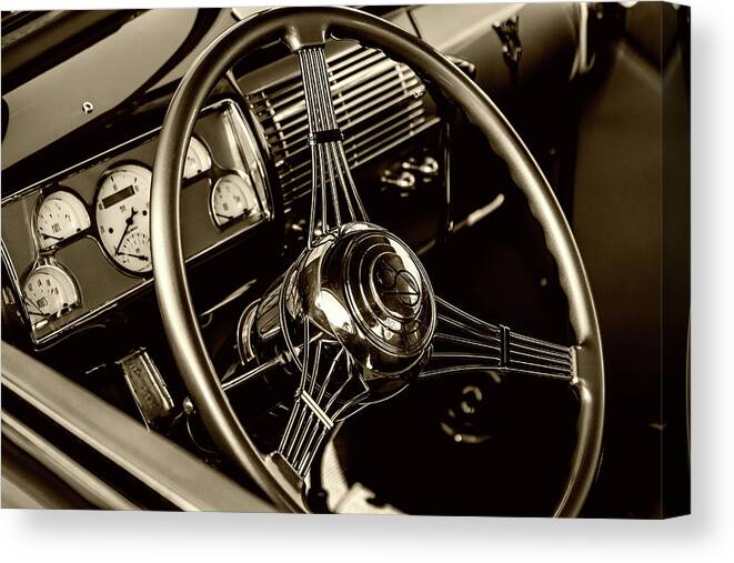 1960 Ford Deluxe Canvas Print featuring the photograph Behind the Wheel #1 by Marnie Patchett