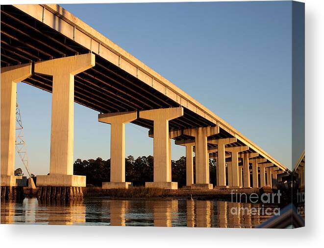 Architecture Canvas Print featuring the photograph Bridge Pilings #2 by Thomas Marchessault