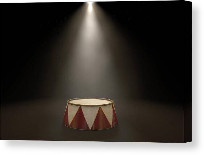 Abandoned Canvas Print featuring the digital art Circus Podium Spotlit #2 by Allan Swart