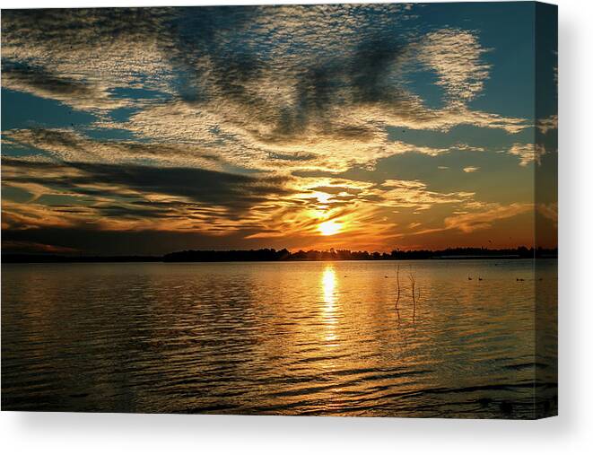 Nature Canvas Print featuring the photograph Cloudy Sunset #2 by Doug Long
