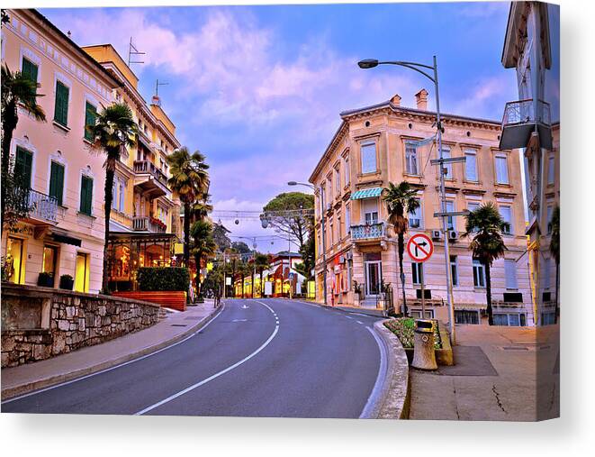 Opatija Canvas Print featuring the photograph Colorful mediterranean street architecture of Opatija #2 by Brch Photography