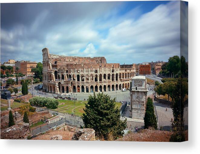 Rome Canvas Print featuring the photograph Colosseum in Rome #2 by Songquan Deng