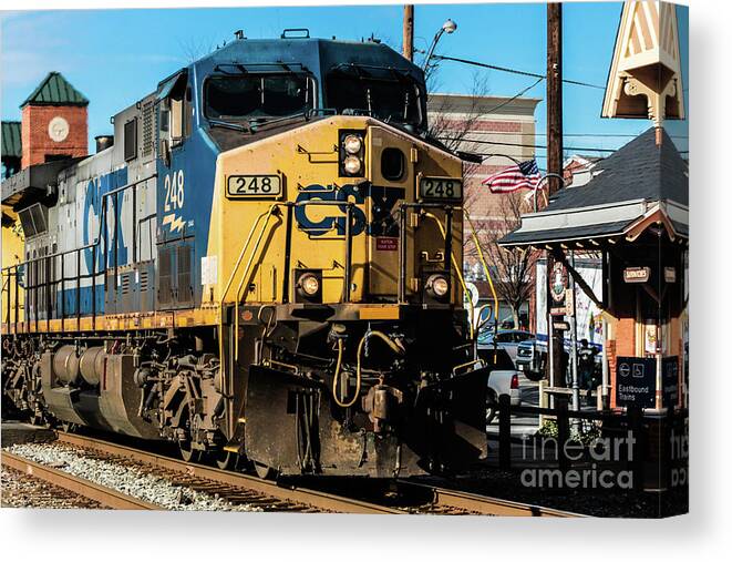 Gaithersburg Canvas Print featuring the photograph CSX Engine Gaithersburg Maryland #2 by Thomas Marchessault