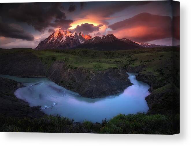 Paine Massif Canvas Print featuring the photograph Eruption by Nicki Frates