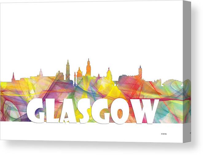 Glasgow Scotland Skyline Canvas Print featuring the digital art Glasgow Scotland Skyline #2 by Marlene Watson