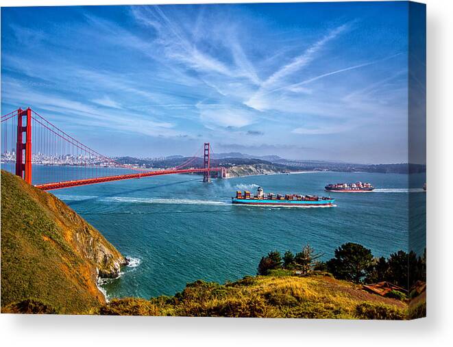 Golden Gate Bridge Canvas Print featuring the photograph Golden Gate Bridge #2 by Lev Kaytsner