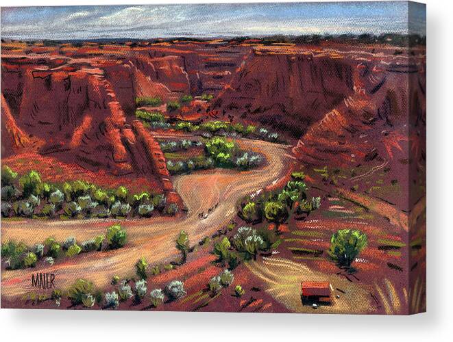 Canyon De Chelly Canvas Print featuring the drawing Junction Canyon de Chelly #2 by Donald Maier