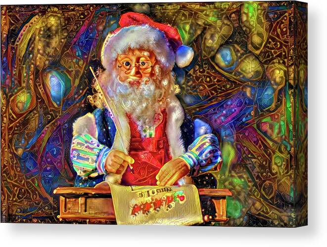 Santa Clause Canvas Print featuring the mixed media Merry Christmas from Santa #3 by Lilia S