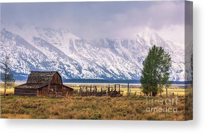 Usa Canvas Print featuring the photograph Mormon Row Barn, Grand Teton N.P #3 by Henk Meijer Photography