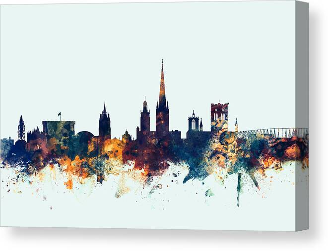 City Canvas Print featuring the digital art Norwich England Skyline #2 by Michael Tompsett