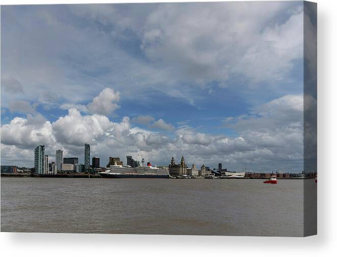 #cunard100 Canvas Print featuring the photograph Queen Elizabeth at Liverpool #2 by Spikey Mouse Photography
