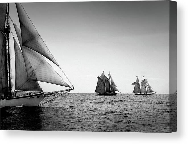 Windjammers Canvas Print featuring the photograph Schooner Race #2 by Fred LeBlanc